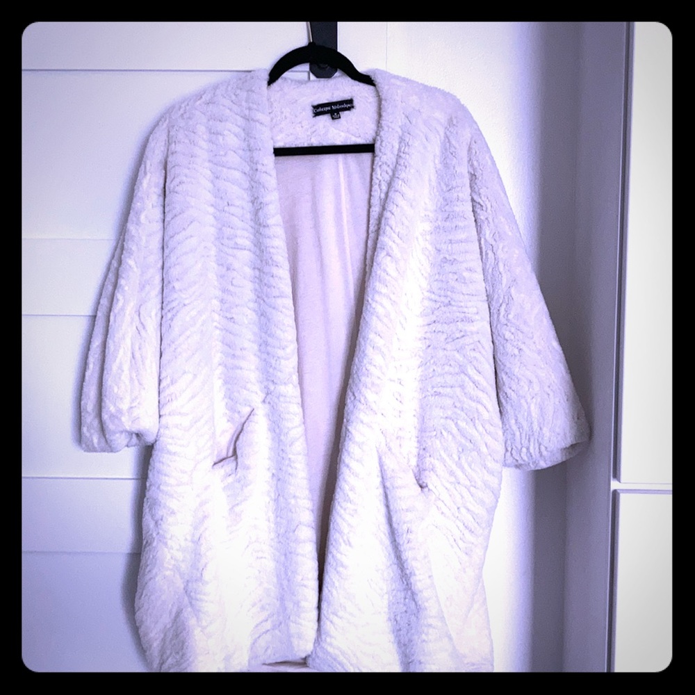 Off White faux fur coat
